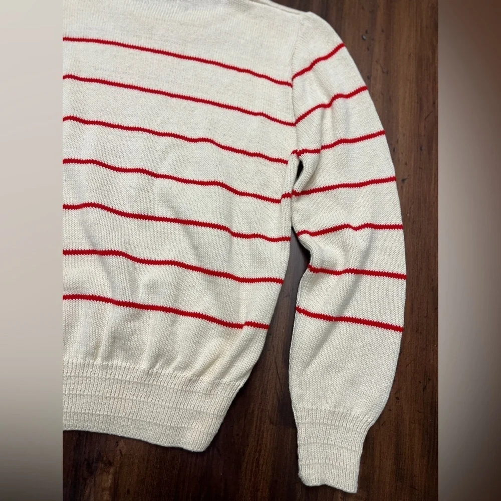 Par Four Sweater Vintage 90’s Deadstock Cream Red Stripes 100% Cotton Golf EUC - Picture 5 of 15
